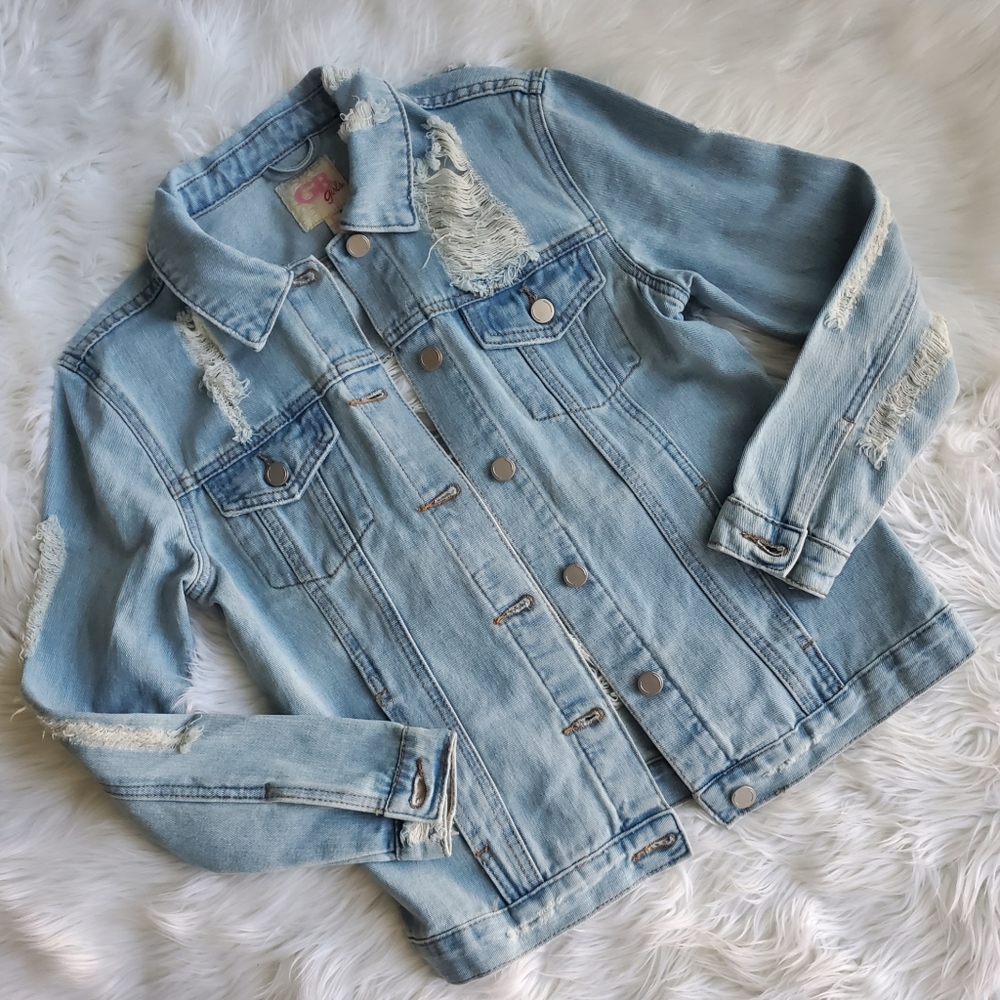 NWOT GB Girls Distressed Jean Jacket